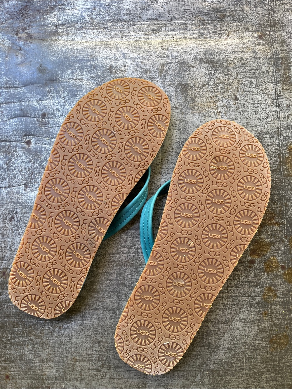 UGG Teal Suede Flip Flop Sandals - Picture 2 of 11